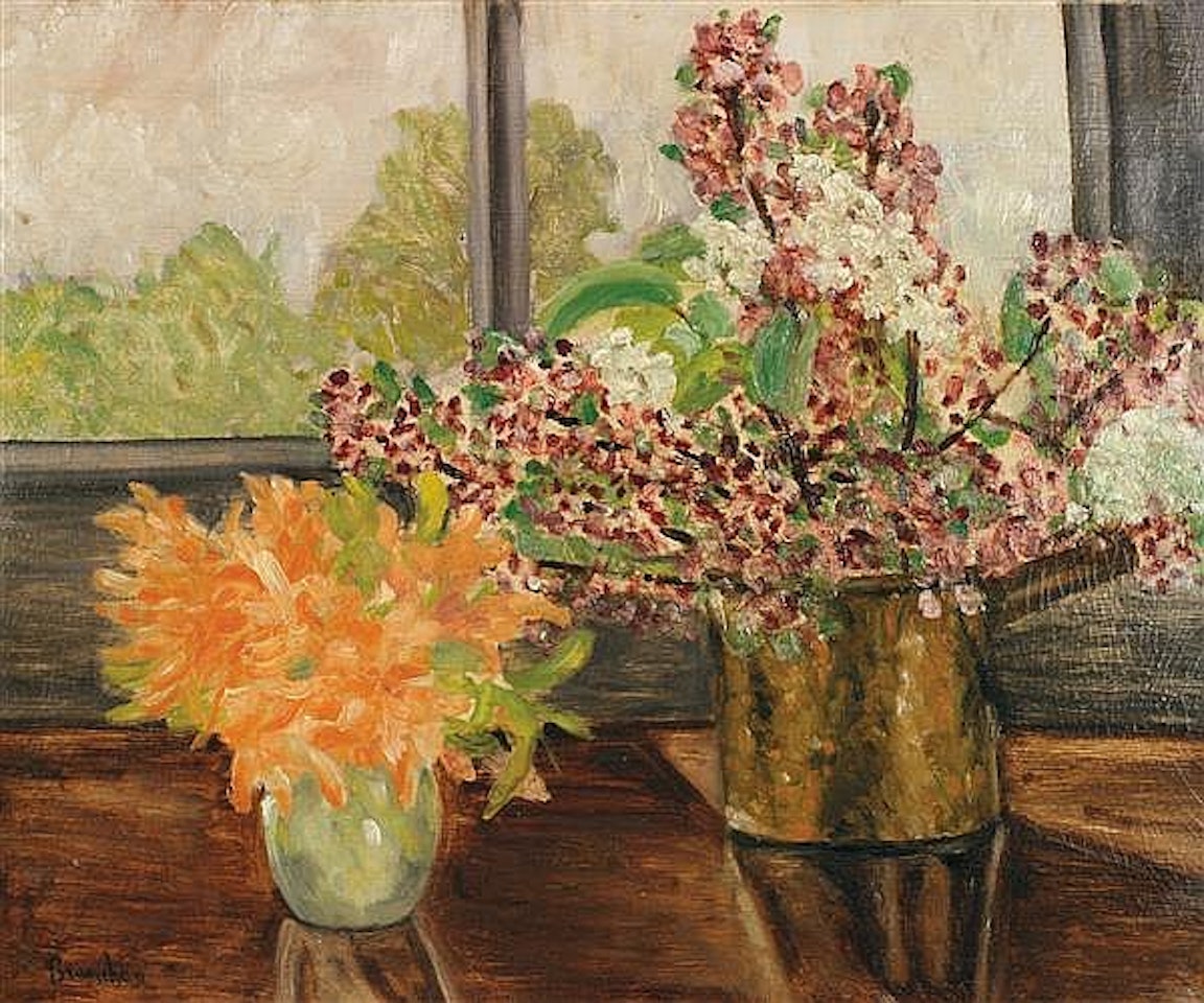 "Two vases of flowers"; Two vases of flowers by Maurice Brianchon