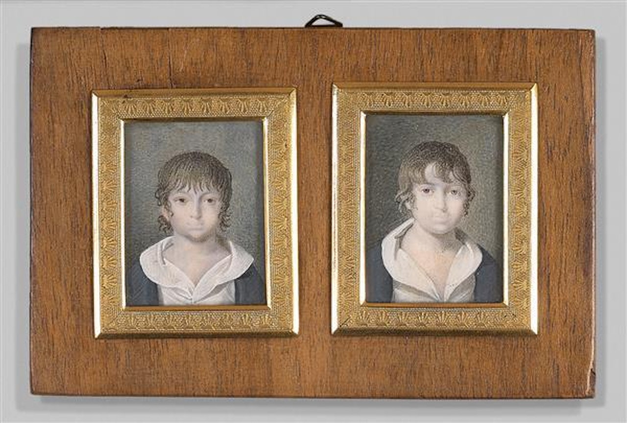 TWO PORTRAITS OF YOUNG BOYS IN THE SAME FRAME; Two portraits of a young boy in the same frame by French School