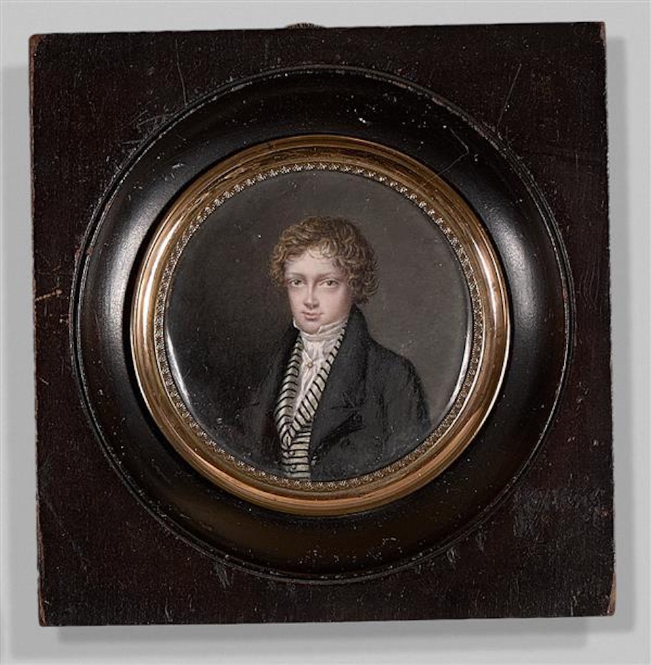 PORTRAIT OF YOUNG MAN IN A STRIPED VEST; Portrait of a young man in striped waistcoat by French School