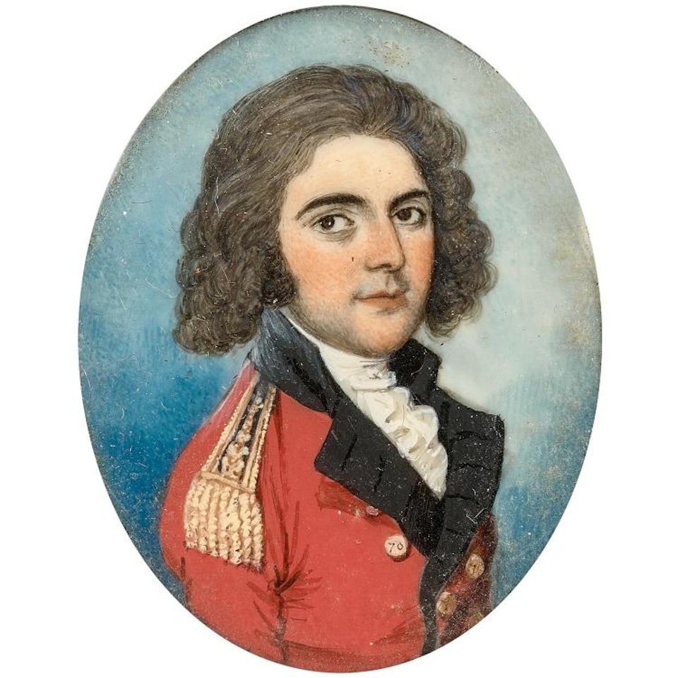 Portrait of a young officer; Portrait of a young officer by English School