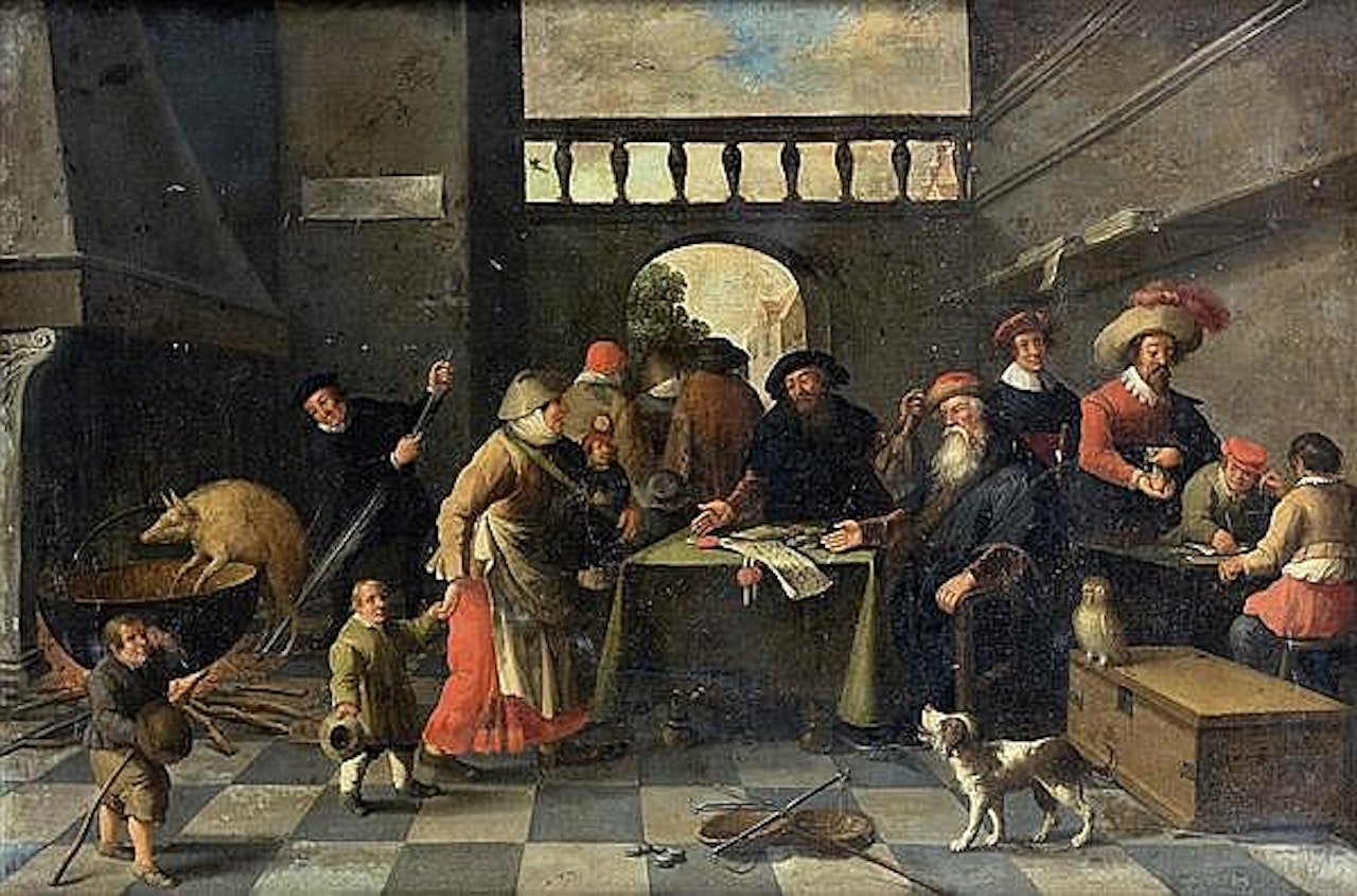 Interior scene by Joost Cornelisz Droochsloot