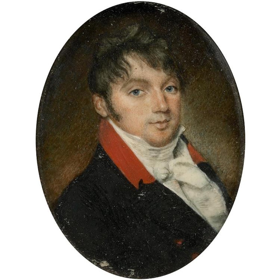 Portrait of a man with a red collar by French School