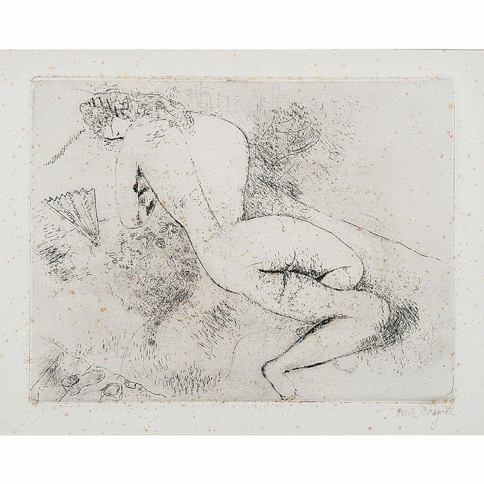 NUDE WITH A FAN by Marc Chagall