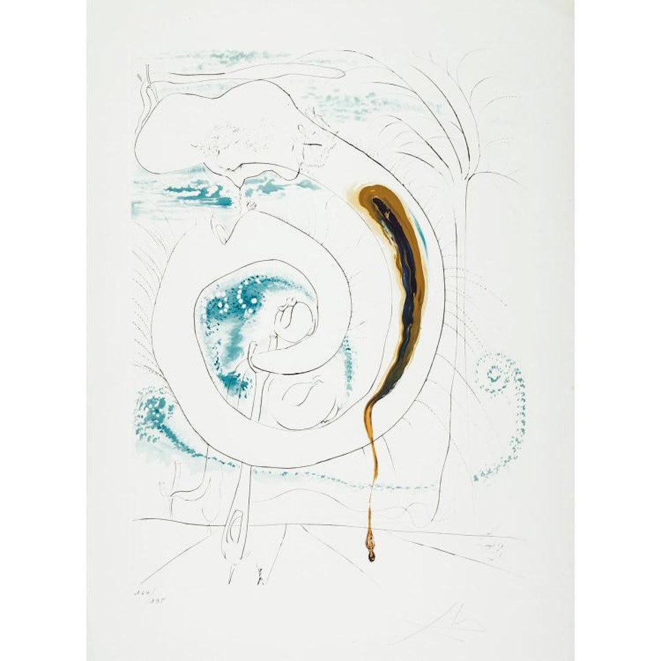 THE VISCERAL CIRCLE OF THE COSMOS, page from The Conquest of the Cosmos by Salvador Dali