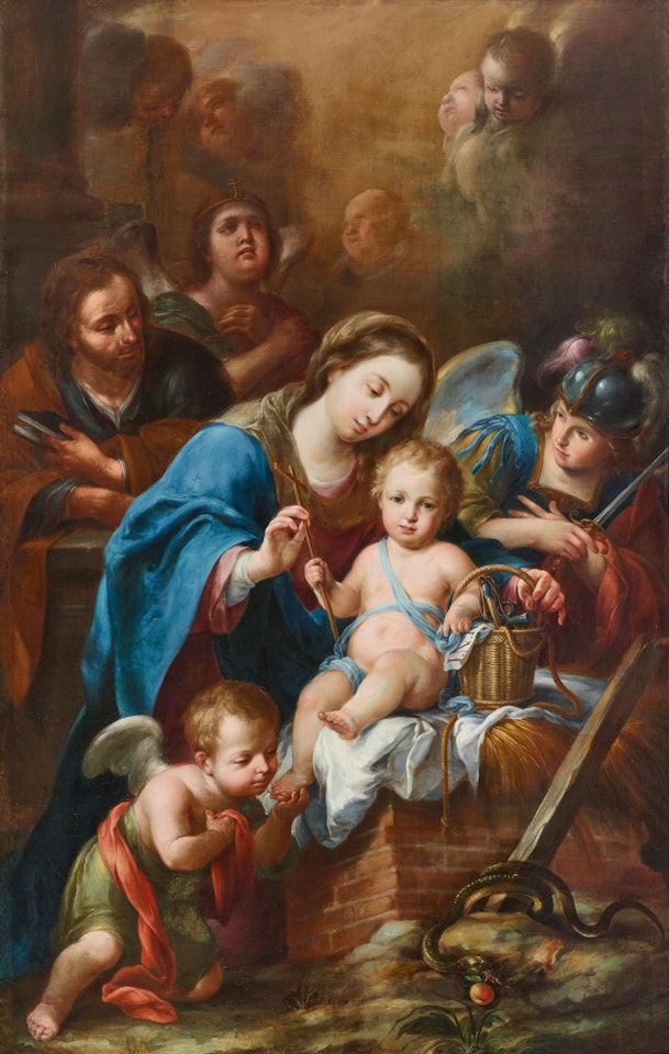 The Holy Family with archangel by Spanish School