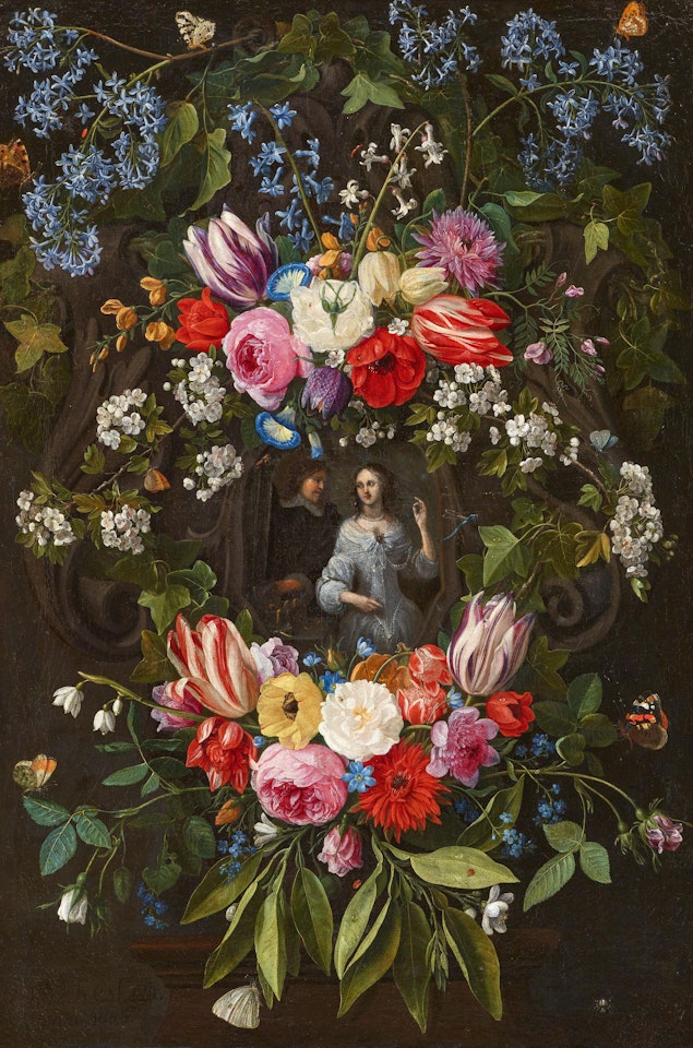 Floral Garland with an Elegant Couple by Jan Van Kessel The Elder