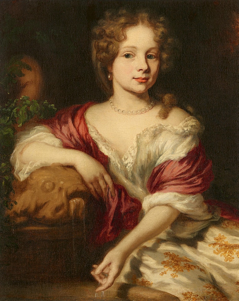 Portrait of a girl at a fountain by Nicolaes Maes