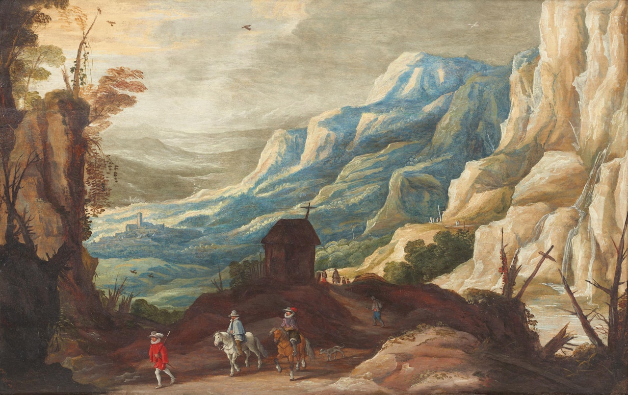 Montainous Landscape with Travelleres in the Foreground by Joos de Momper the Younger