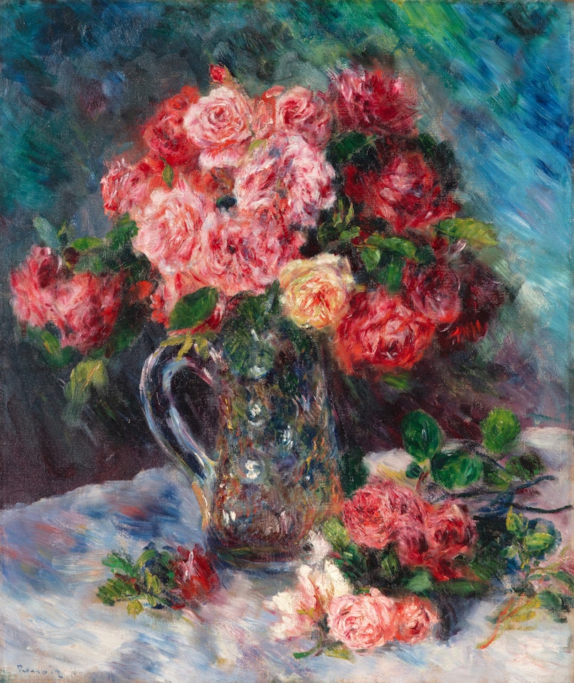 Roses dans un vase de cristal by Pierre-Auguste Renoir