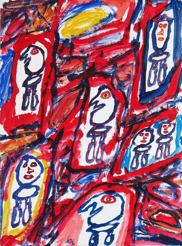 Site avec 7 personnages by Jean Dubuffet