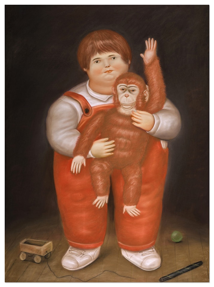 Pedro with Monkey by Fernando Botero