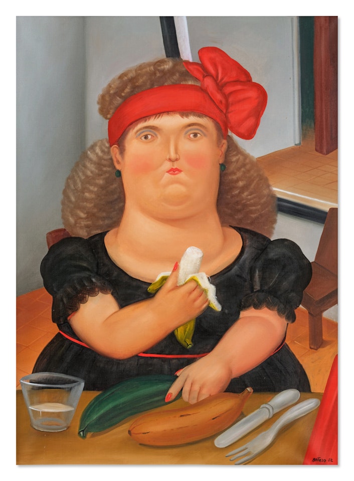 Colombiana comiendo banana by Fernando Botero
