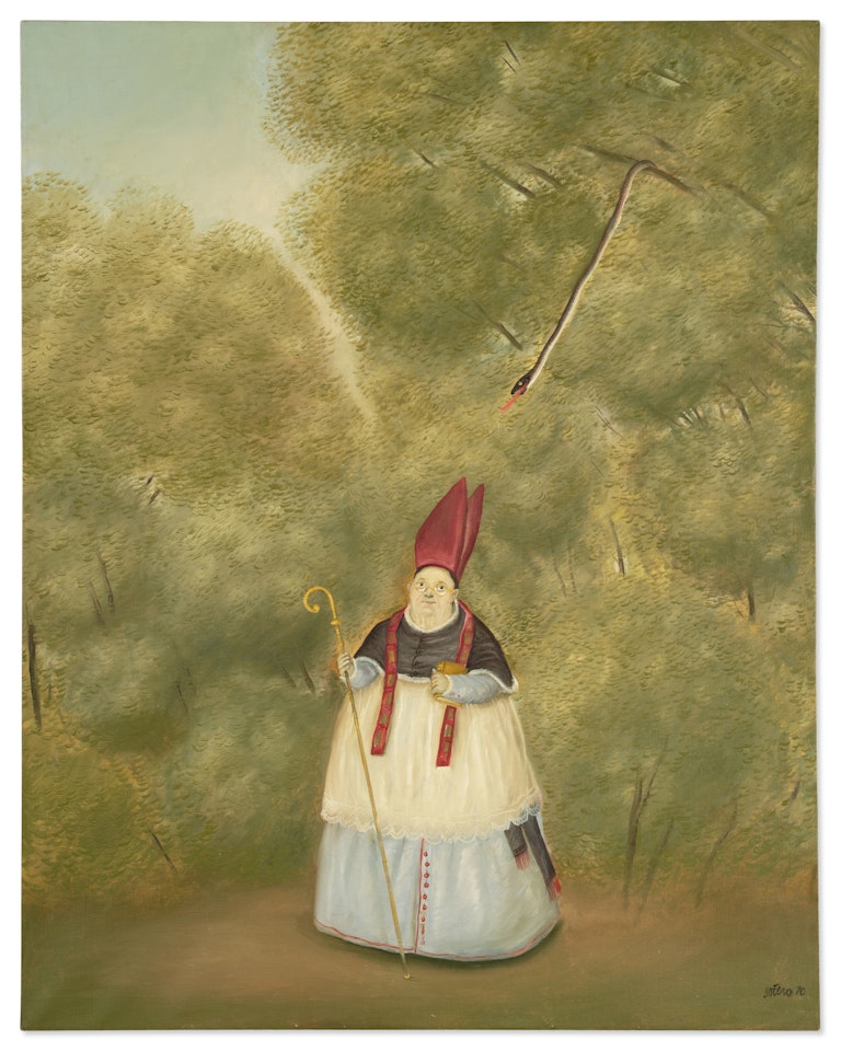 Obispo perdido en el bosque by Fernando Botero