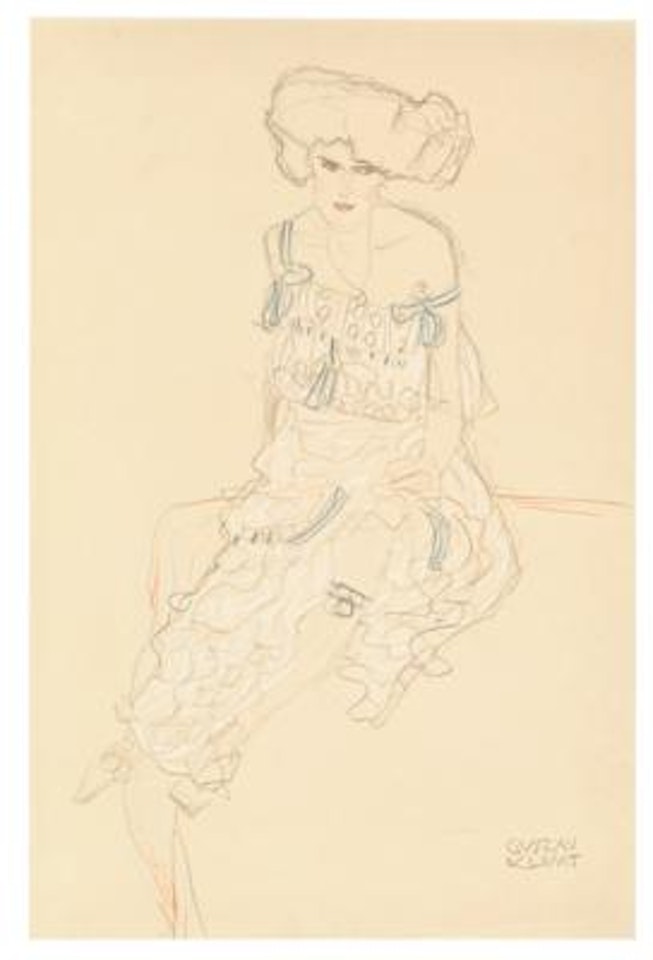 Sitzende von vorne (Studie für “Judith II”), (Seated woman from the front, Study for “Judith II”) by Gustav Klimt