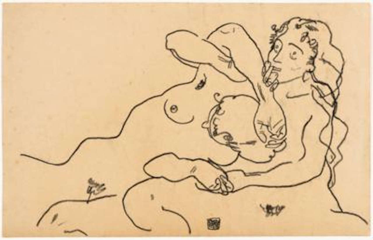 Two women by Egon Schiele