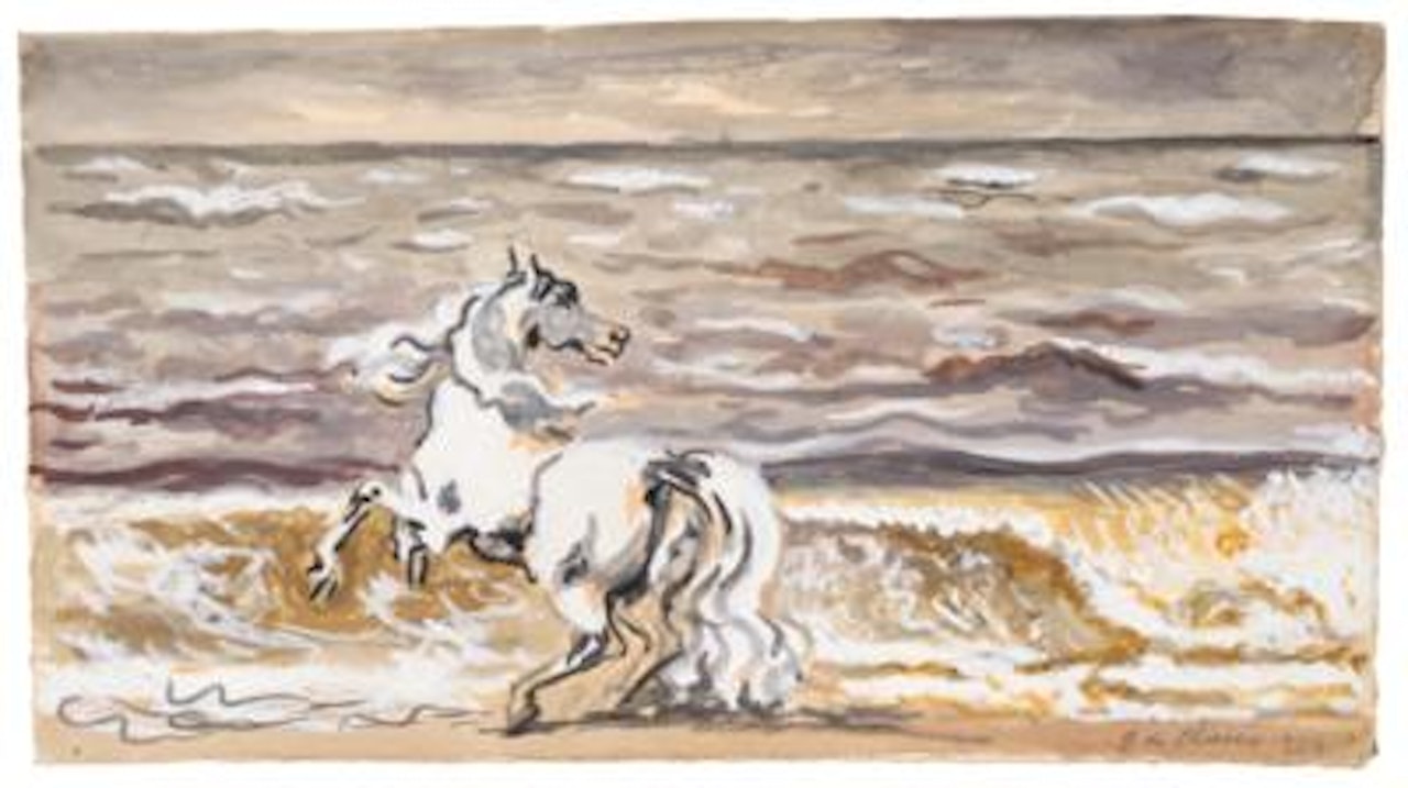 Cavallo in riva al mare in burrasca by Giorgio de Chirico