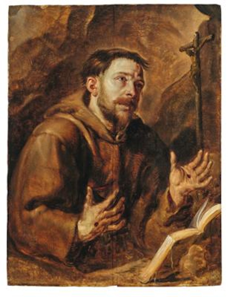 Saint Francis adoring the Cross by Flemish School