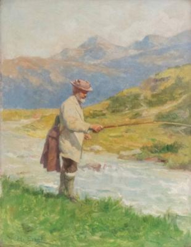 Fischer am Gebirgsbach by Hugo Engl