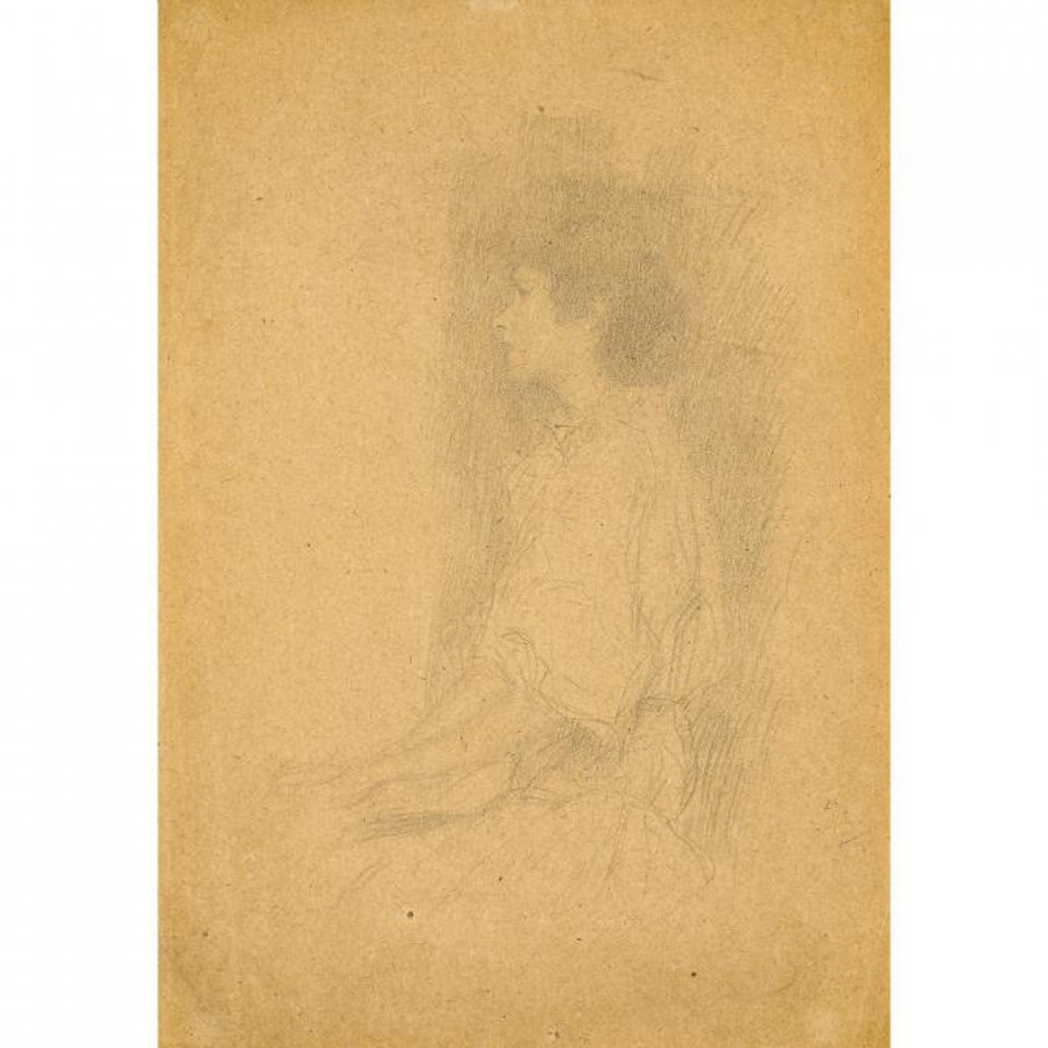 SEATED GIRL IN THE SHADOW by Gustav Klimt