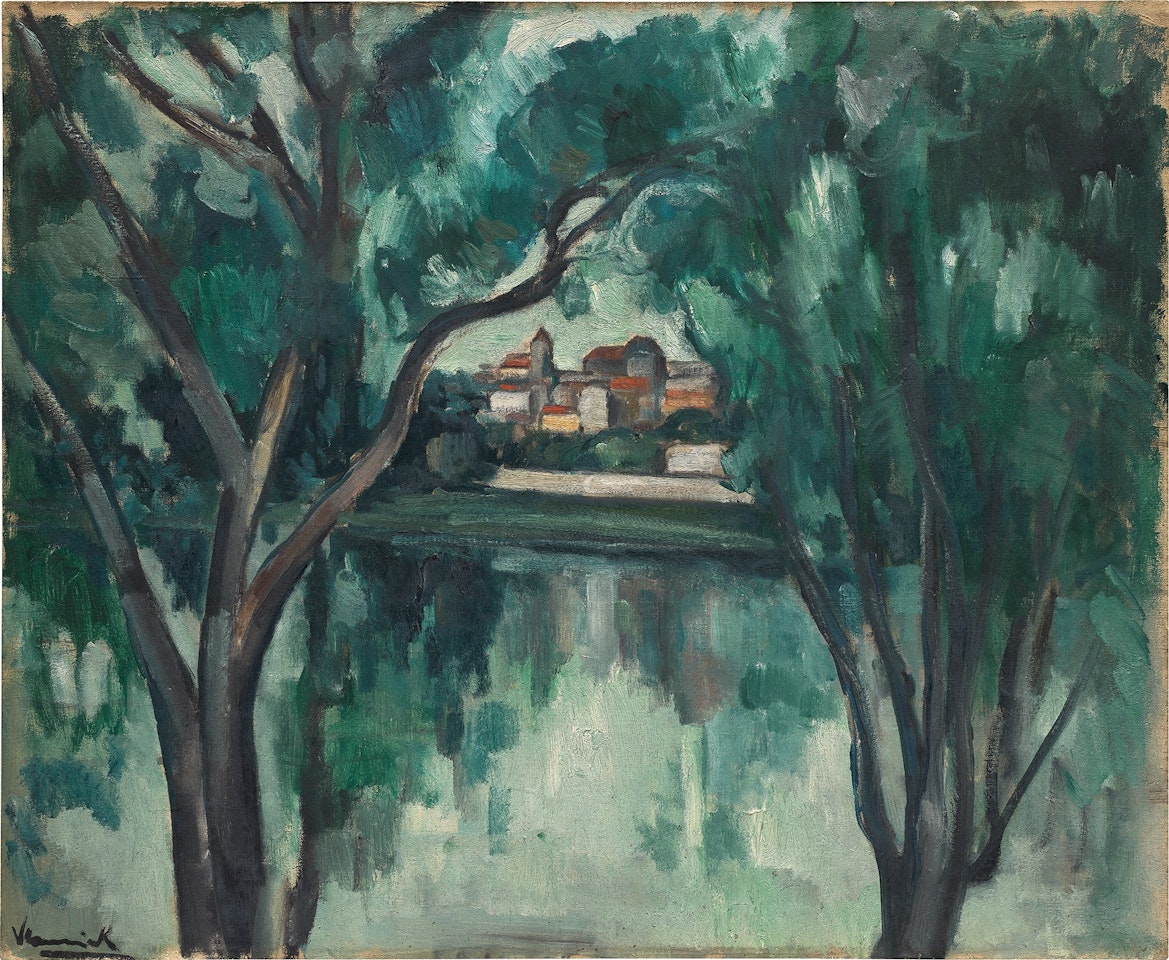 Village et bord de rivière by Maurice de Vlaminck