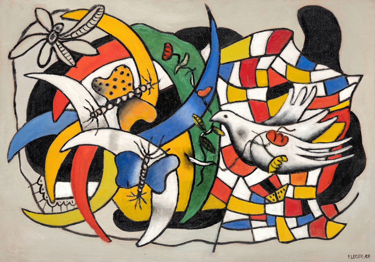 Un Oiseau et deux papillons (La Journée d"été) by Fernand Leger