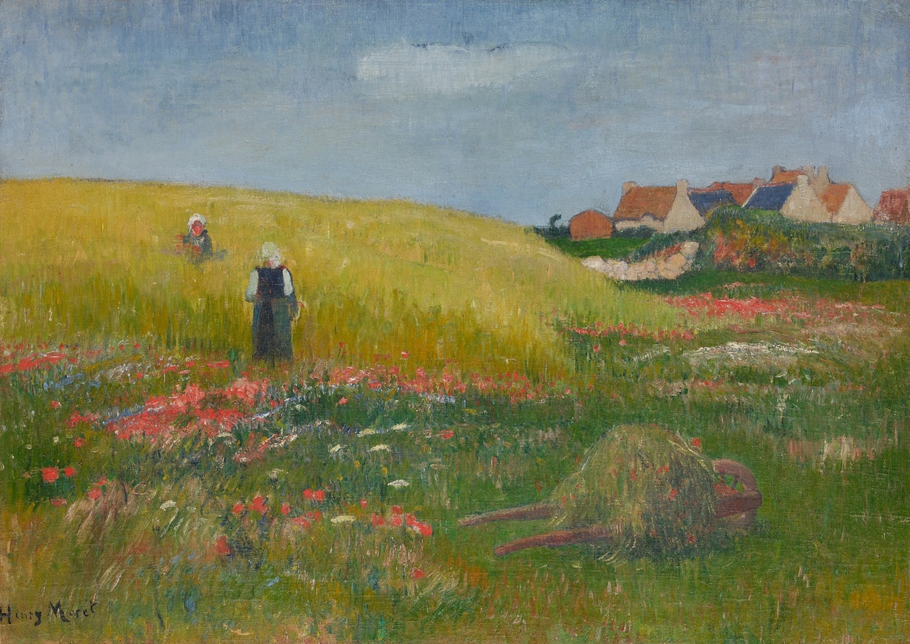 Paysannes dans un champ de blé au Pouldu by Henry Moret