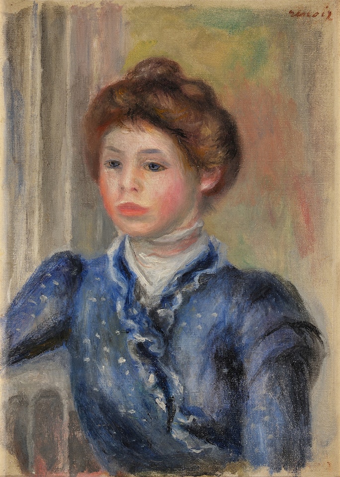 Buste de femme à la robe bleue by Pierre-Auguste Renoir