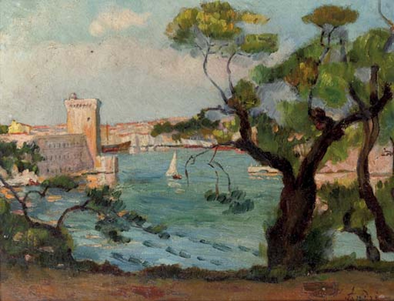 Harbour in Southern France by French School