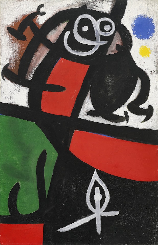 Femme et oiseau ou Le réveil de l"étoile amour I by Joan Miró