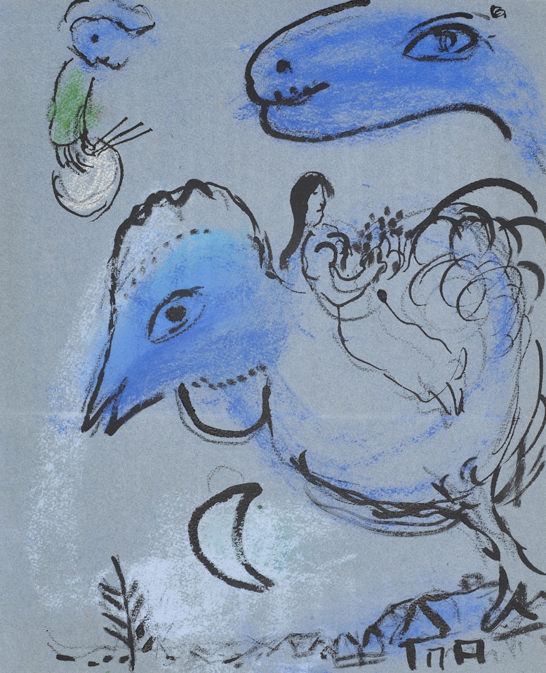 Esquisse pour Le coq bleu by Marc Chagall