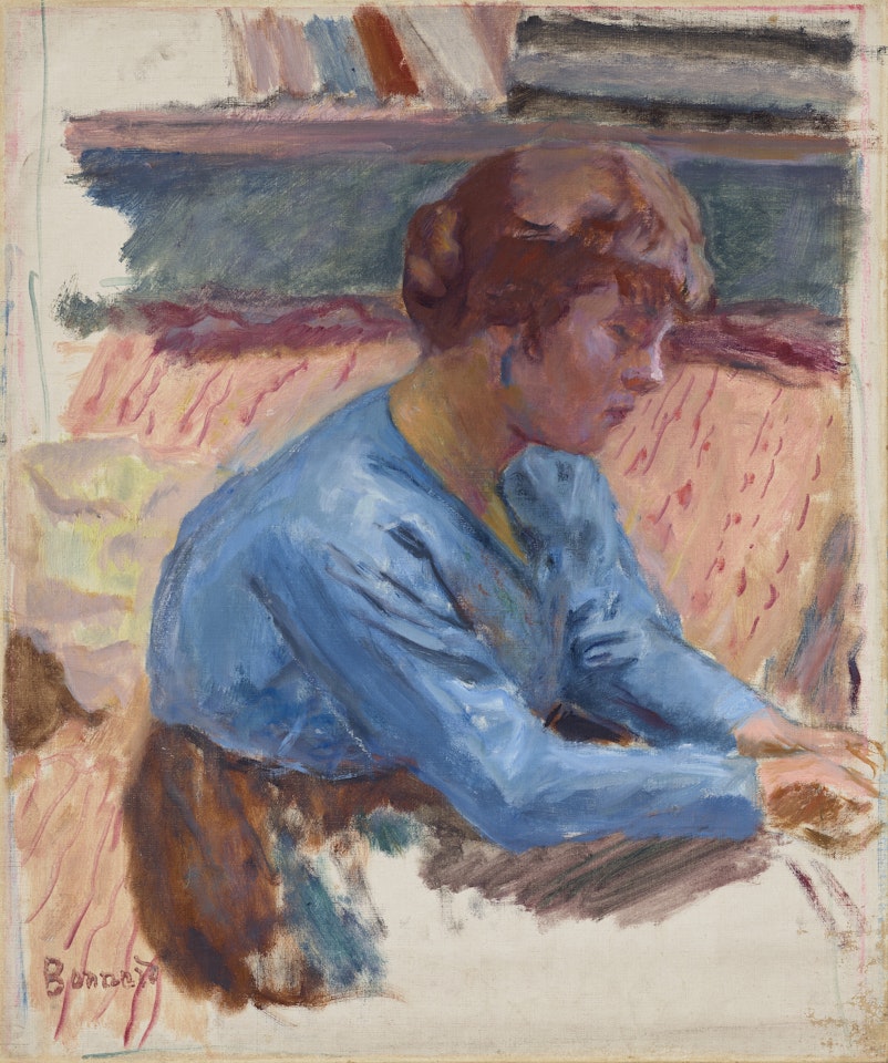 Femme pensive au corsage bleu by Pierre Bonnard