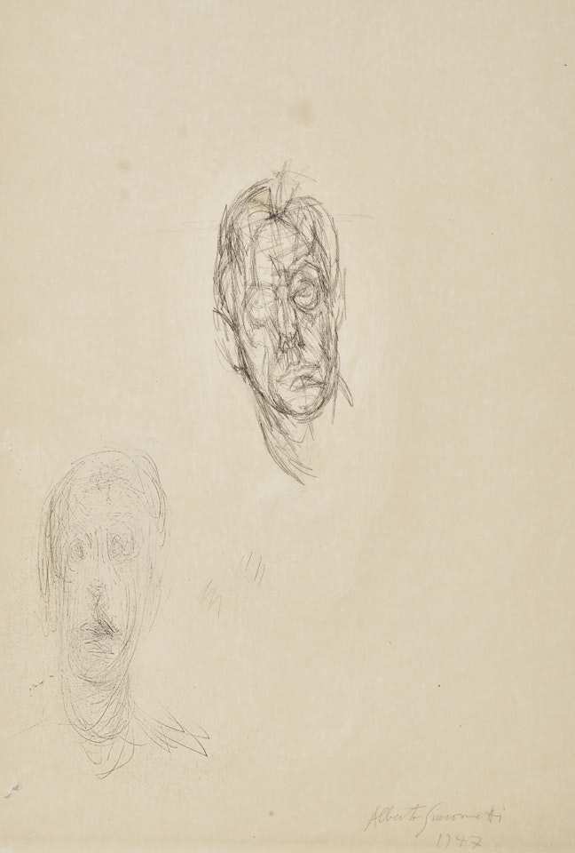 Tête de Diego et tête effacée (recto); Tête (verso) by Alberto Giacometti