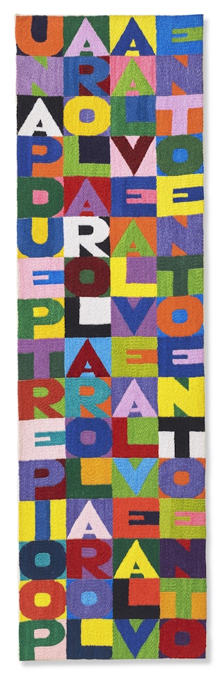 Una parola al vento, due parole al vento, tre parole al vento, 100 parole al vento (A word to the wind, two words to the wind, three words to the wind, 100 words to the wind) by Alighiero Boetti