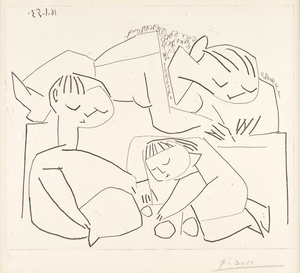 Françoise, Claude, Paloma: La Lecture et les jeux. III (Bloch 736; Baer 902 Ba) by Pablo Picasso