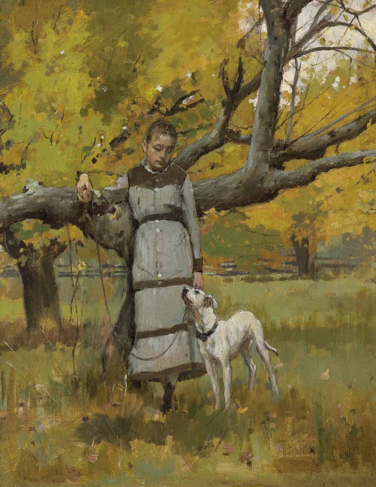 Young Girl with Dog by Theodore Robinson