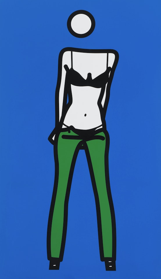 Woman taking off jeans. 2 by Julian Opie