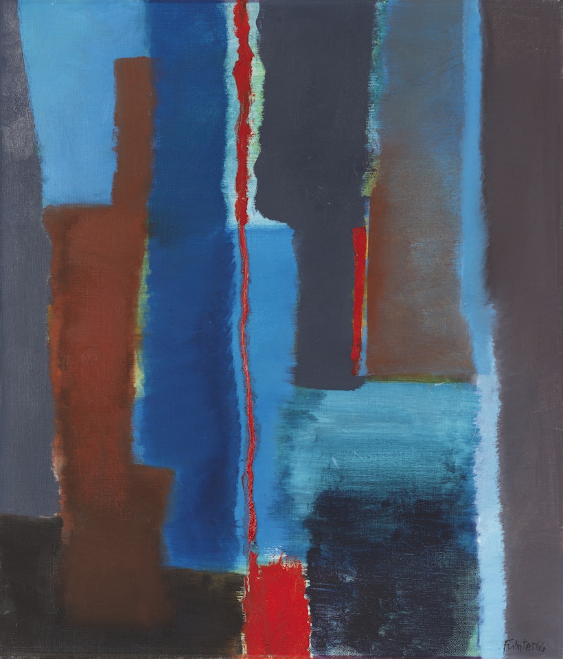 Mit roter Linie by Fritz Winter