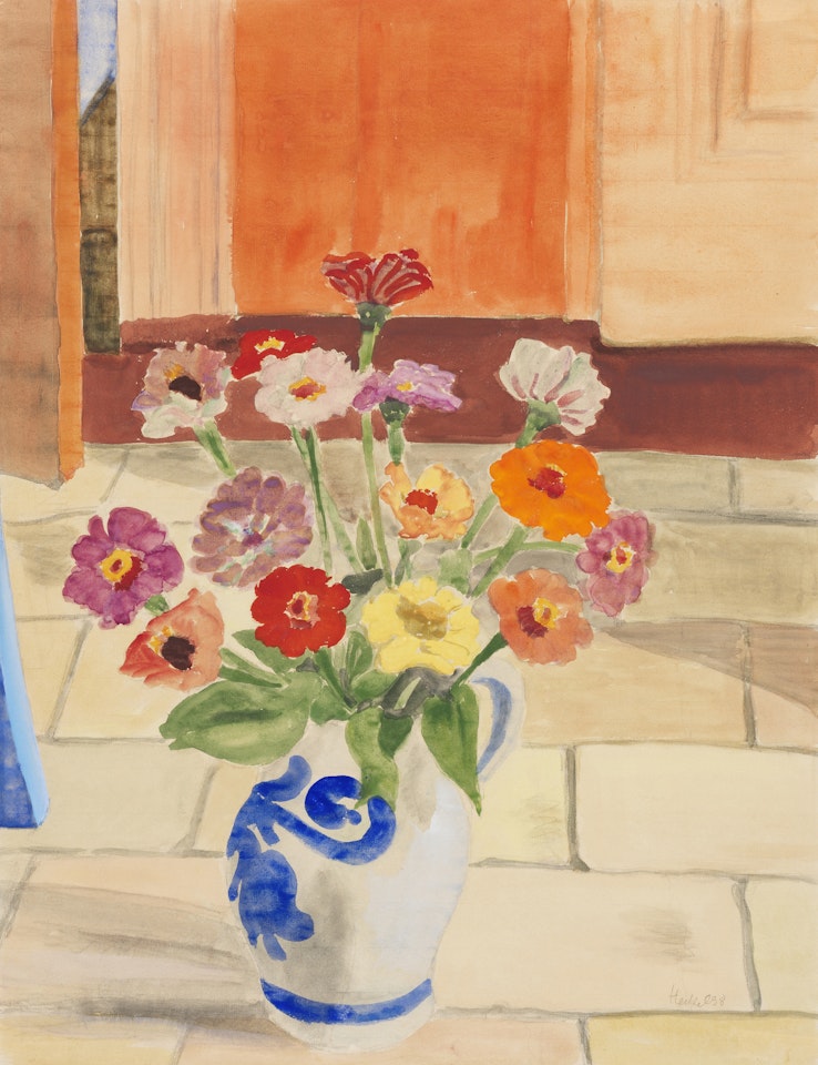 Zinnien im Krug by Erich Heckel