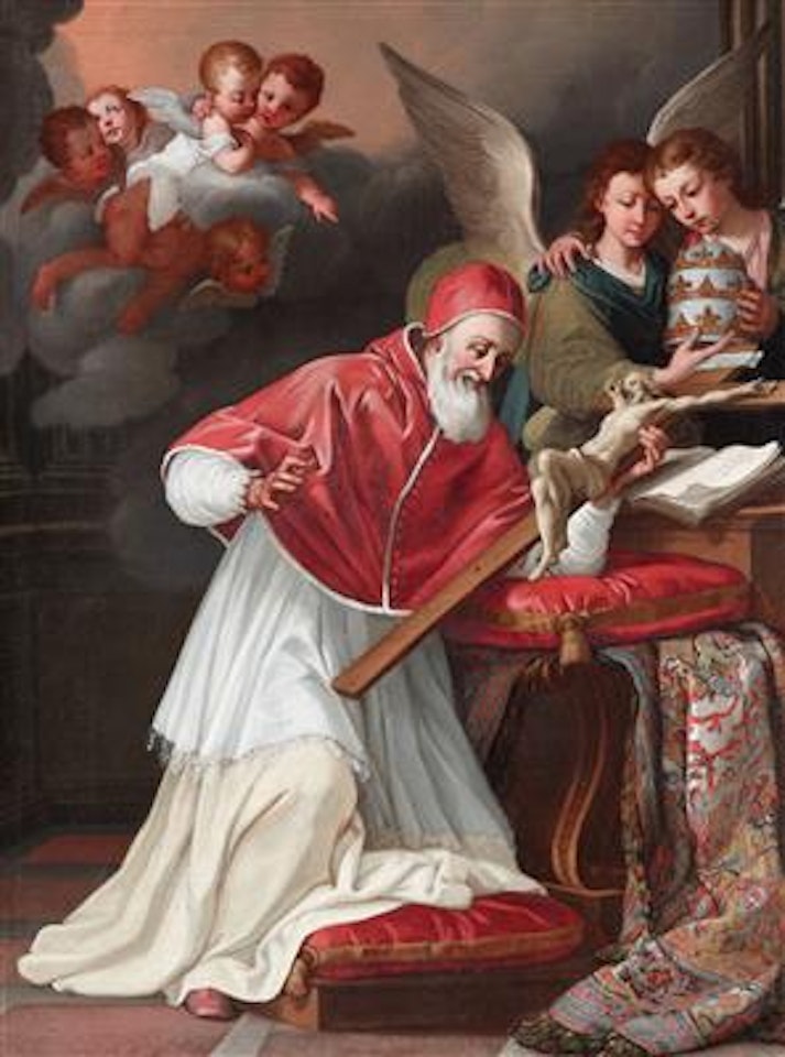 Saint Pius V and the miracle of the Crucifix by Roman School