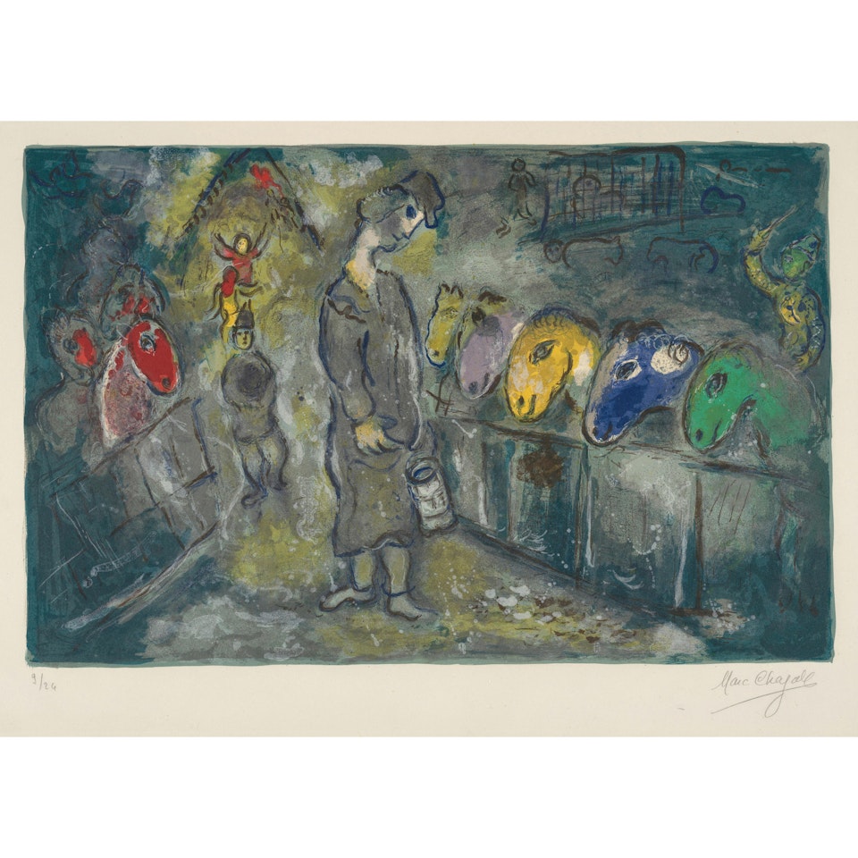 Ecurie de chevaux, from Le Cirque (Mourlot 510; Cramer bk. 68) by Marc Chagall