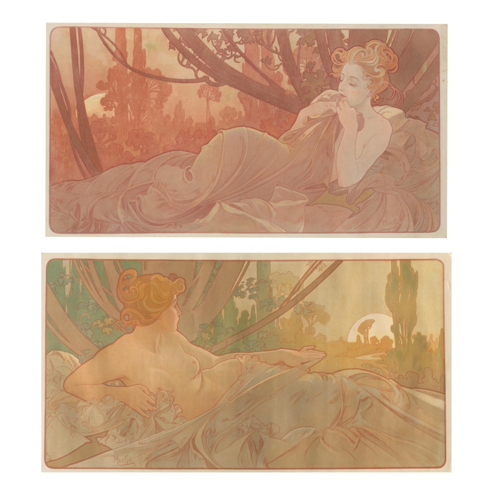 Dawn and Dusk (2 works) (Rennert/Weill 70) by Alphonse Mucha