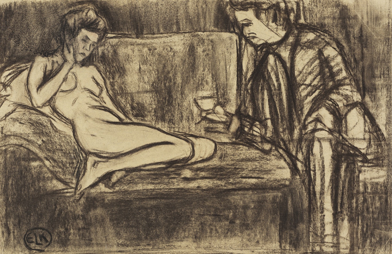 Nacktes Modell auf dem Sofa by Ernst Ludwig Kirchner