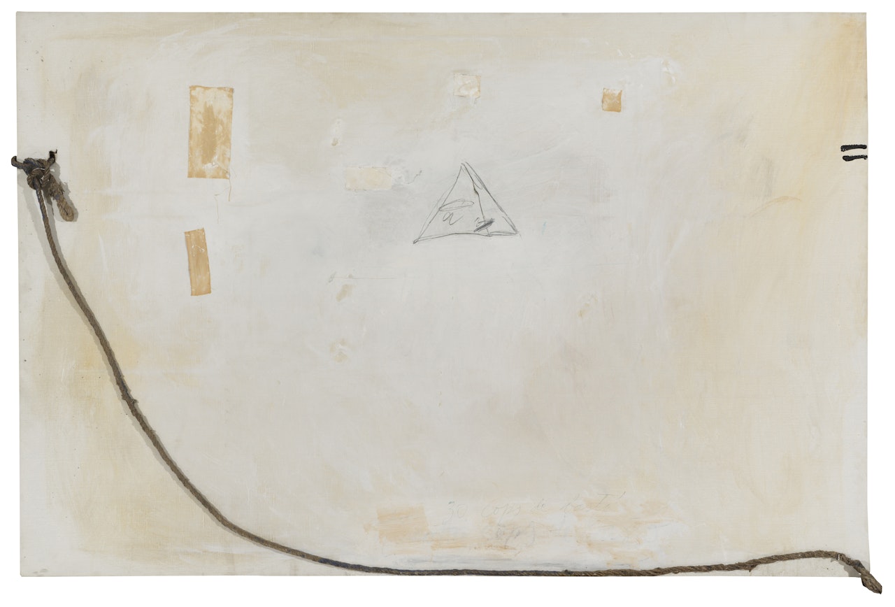 White, rope and triangle by Antoni Tapies