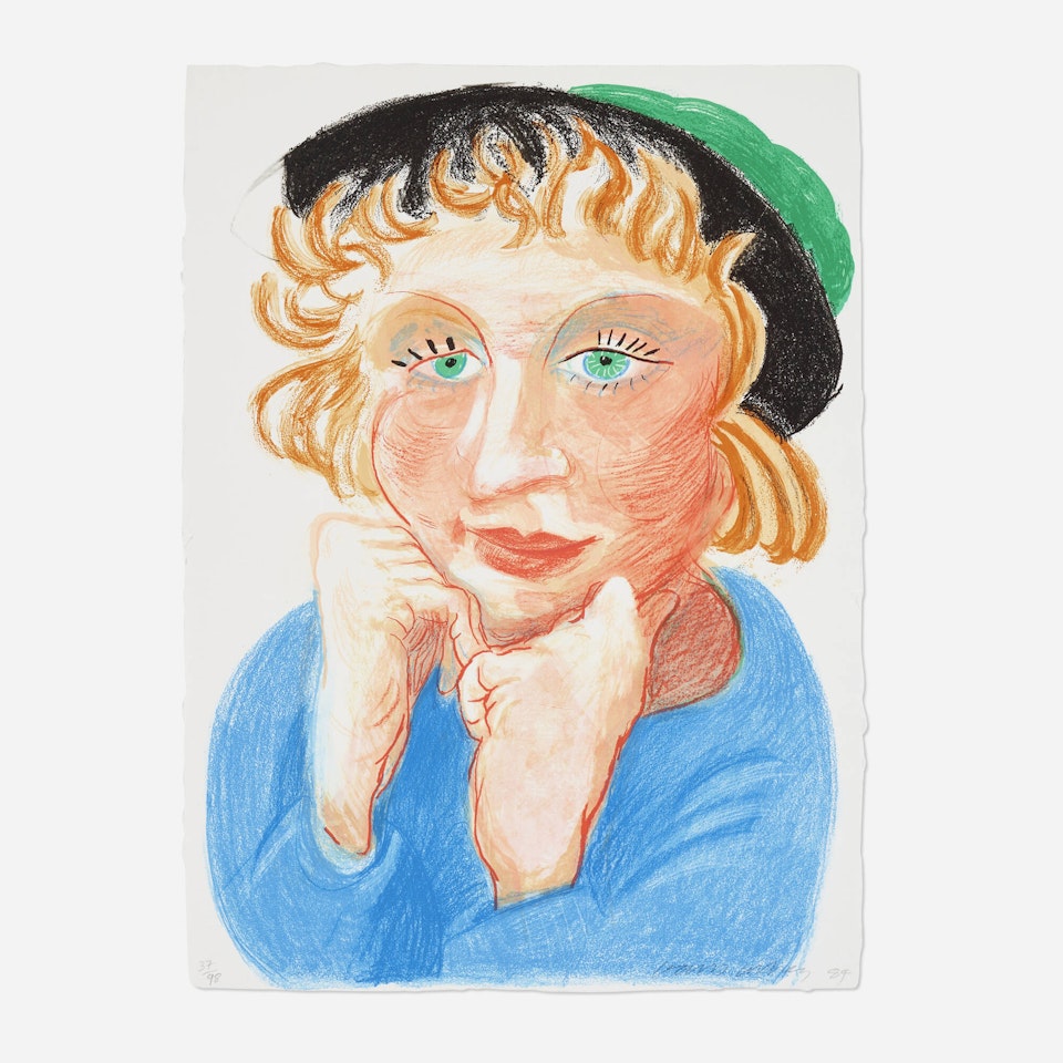 Celia with Green Hat by David Hockney