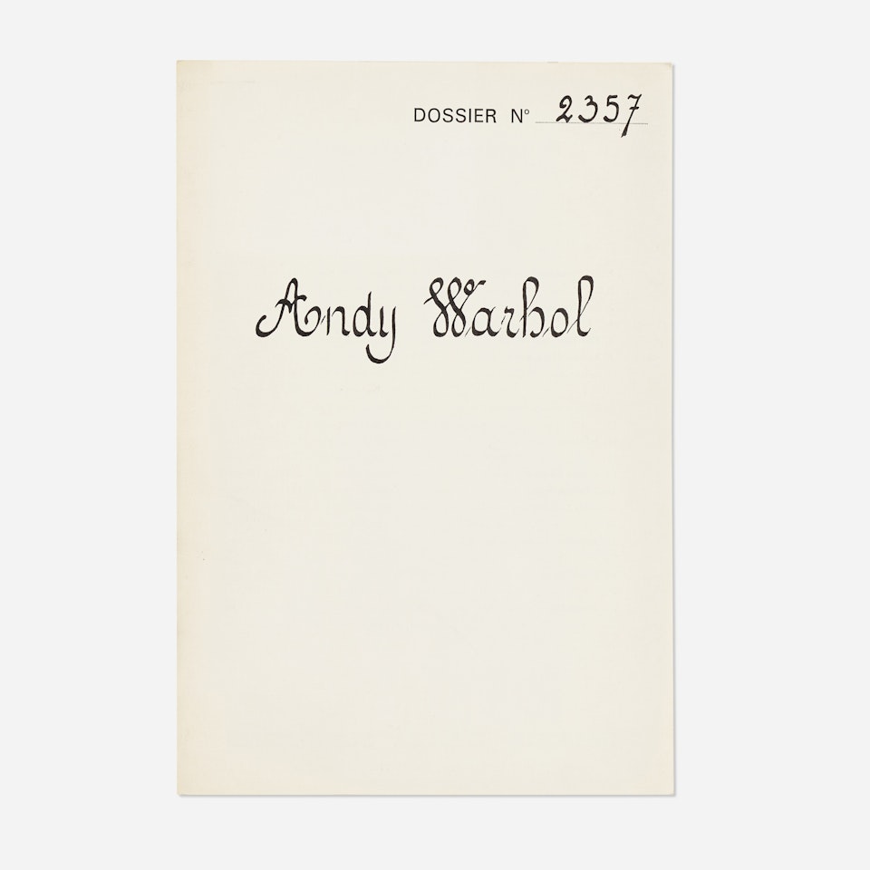 The Thirteen Most Wanted Men (Dossier No. 2357) exhibition catalog and print by Andy Warhol