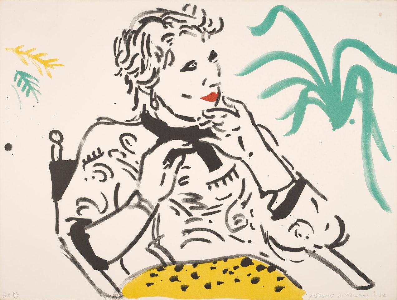 Celia with Green Plant by David Hockney