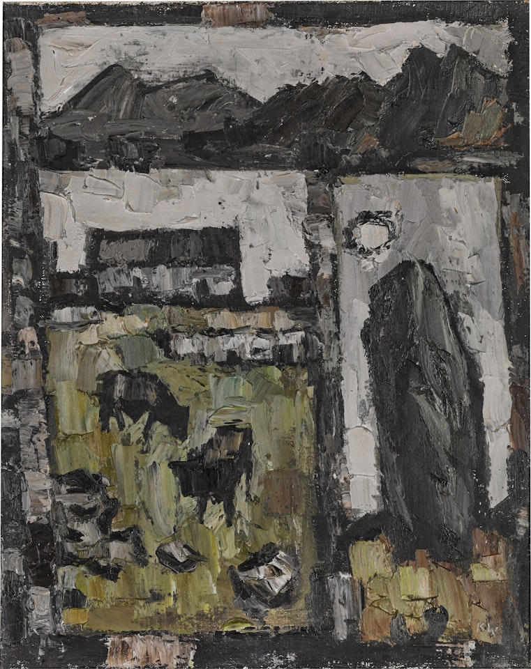 Welsh Landscape with Monolith by Kyffin Williams