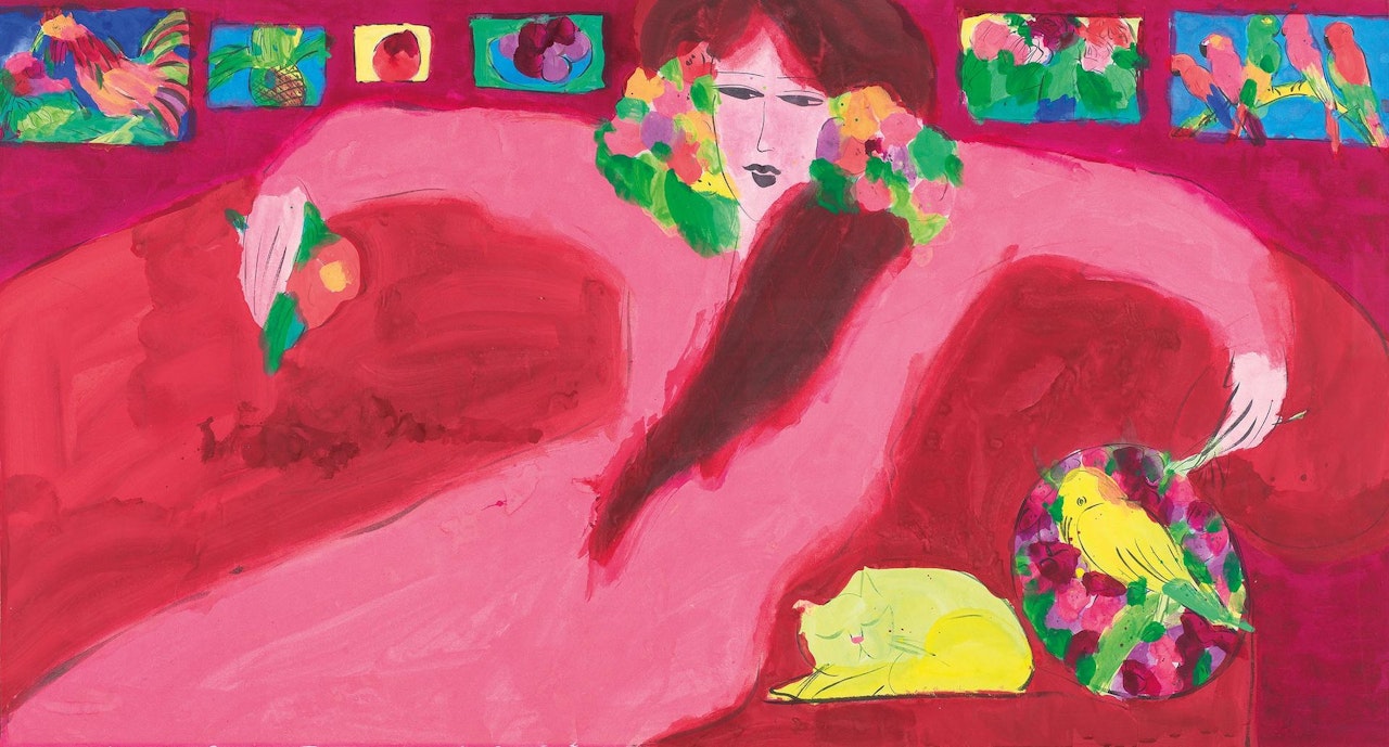 Woman in Pink Dress by Walasse Ting