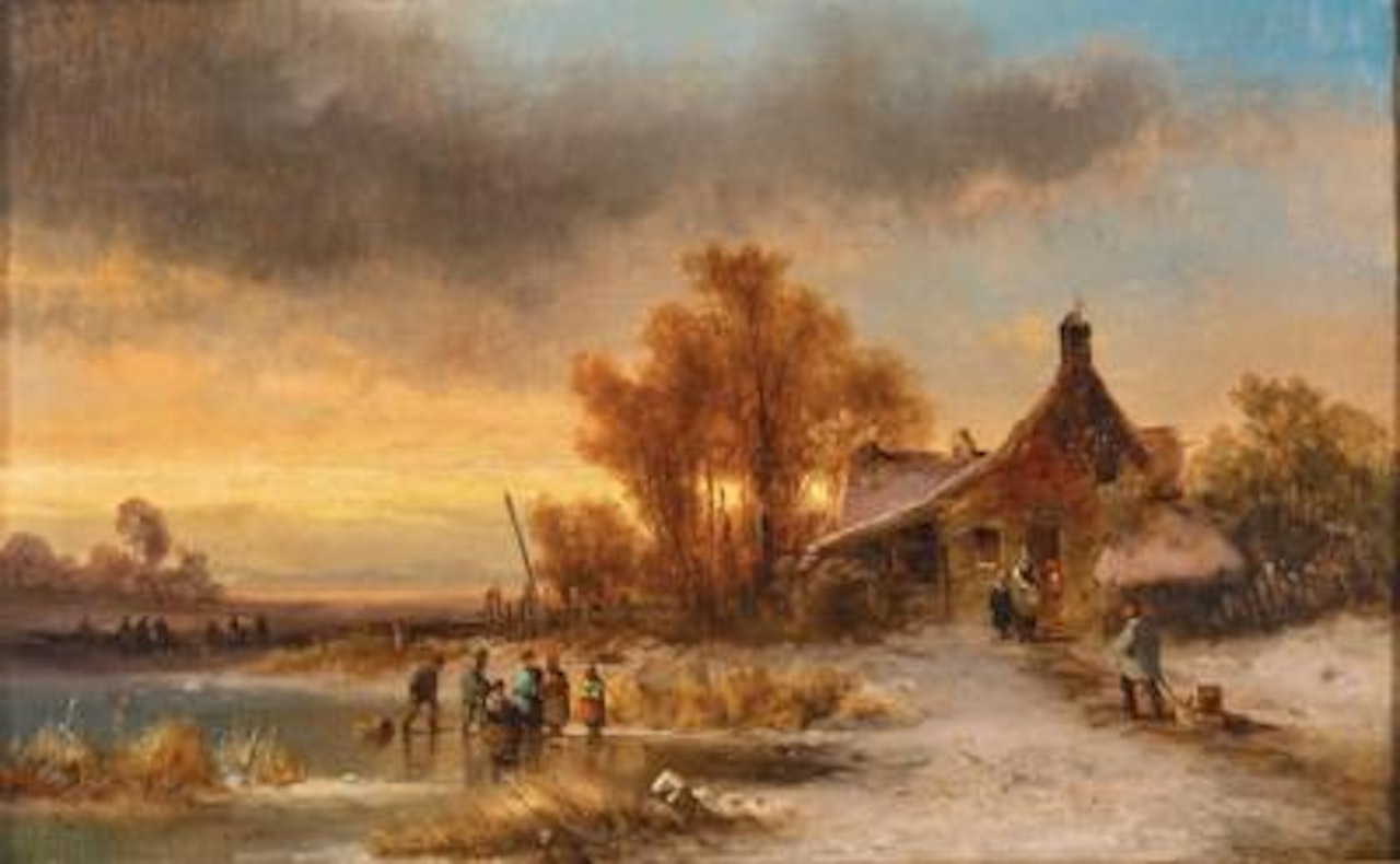 A Snowy Pond at Sunset by Anton Doll