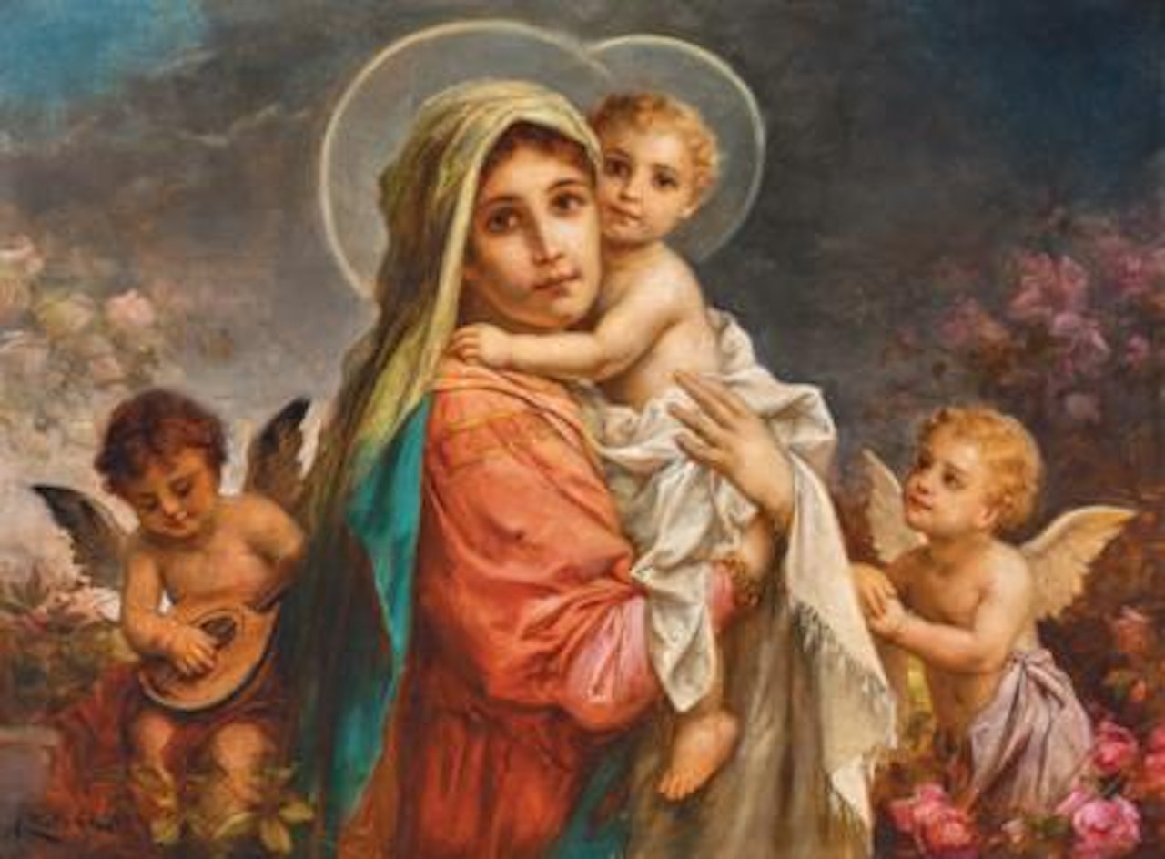 Madonna and Child with Putti by Hans Zatzka